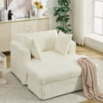 thumbnail image 3 of Aukfa 48" Inch Chaise Lounge, Oversized Sofa Chair with Ottoman, 3 Pillows, Corduroy, Beige, 3 of 11