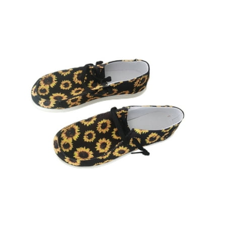 

Daeful Womens Breathable Lace Up Comfort Shoes Walking Comfortable Flats Work Slip On Loafers Solar Flower 8.5