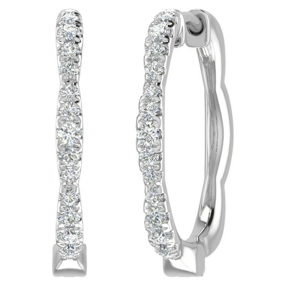 1/4 Carat Diamond Hoop Earrings in 10K White Gold