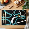 thumbnail image 2 of Turquoise Geometric Placemats Set of 8, Modern Abstract Aesthetic Striped Art Placemats for Dining Table, Place Mats for Kitchen Tabletop, Waterproof Wipeable Dining Table Mats Set, 2 of 9