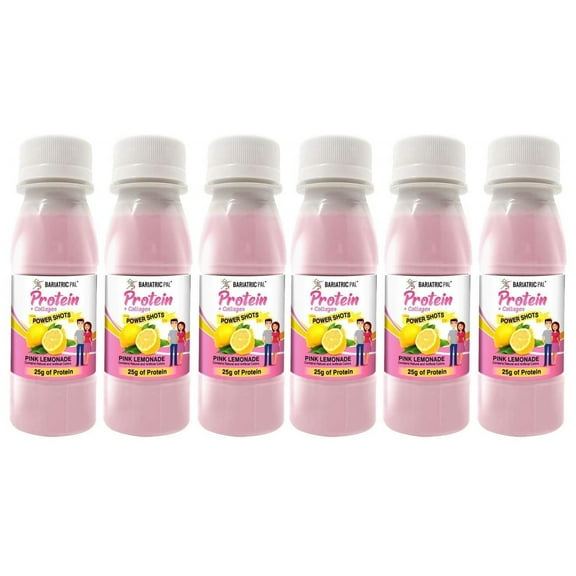 BariatricPal 25g Whey Protein & Collagen Power Shots - Pink Lemonade Size: 6-Pack