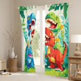 thumbnail image 3 of Feelyou Cute Dino Family Curtains Pack of 2 (42x84 Each) for Kids, Happy Jungle Animal Curtains Blackout, Blue Green, 3 of 6