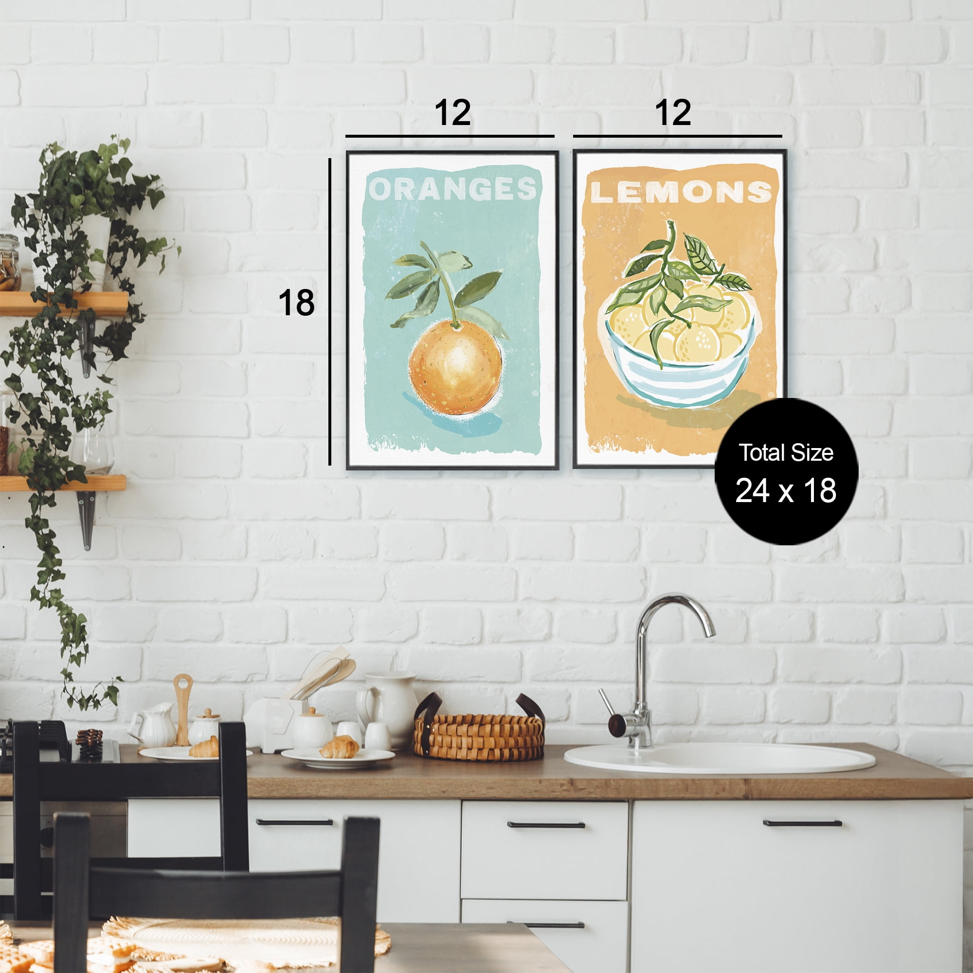 Stupell Industries Citrus Twist Motif 2 Piece Black Framed Giclee Art Set, design by Chad Barrett