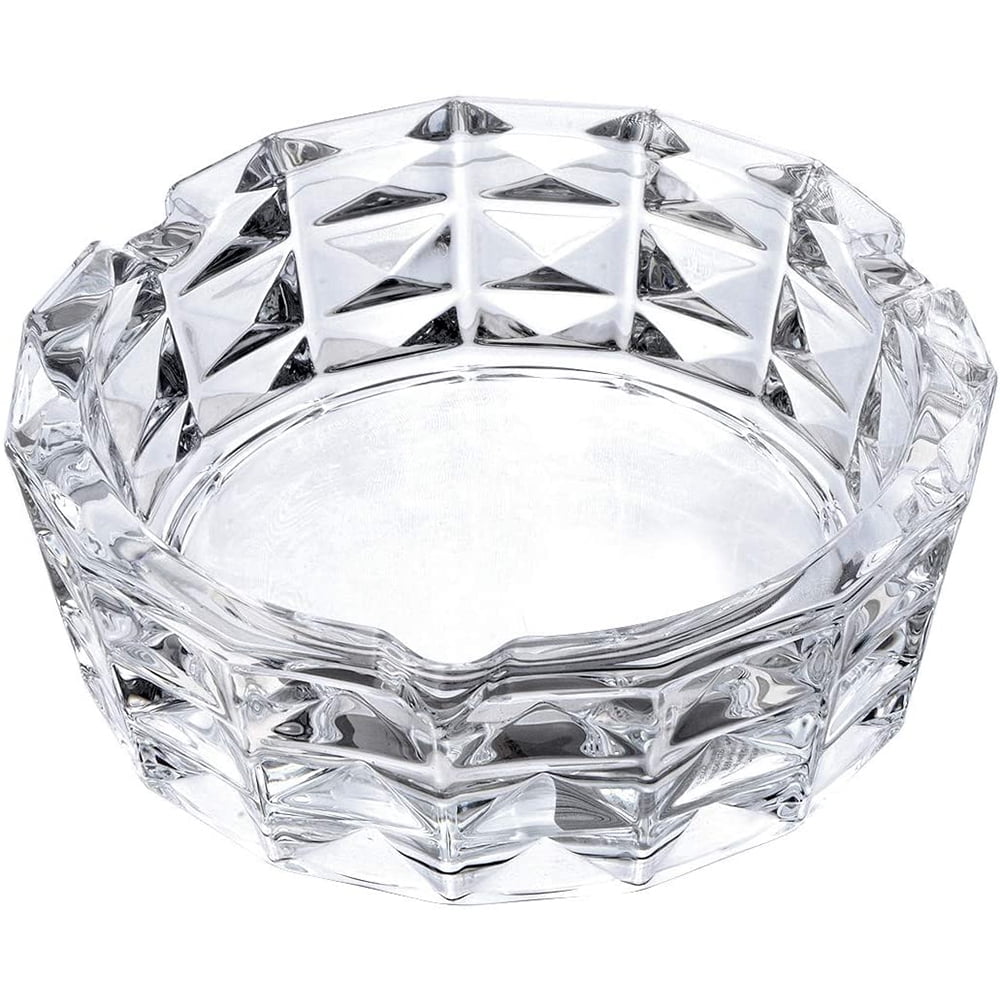Saim Glass Ashtrays for Cigarettes, Crystal Round AshTrays, Clear