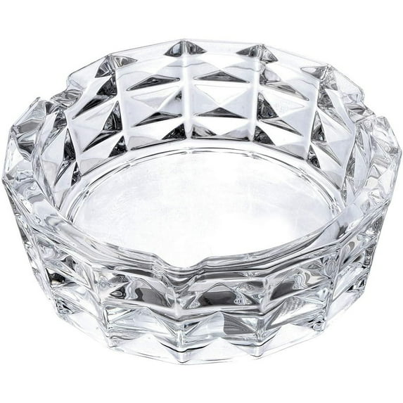 Saim Glass Ashtrays for Cigarettes, Crystal Round AshTrays, Clear Ashtrays Case Holder for Home Office Hotel, 4.6 x 1.7inch