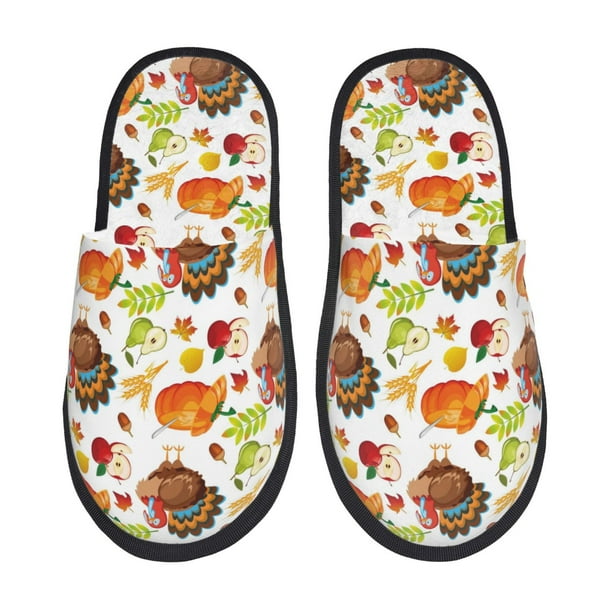 Fotbe Pantuflas Peludas para Mujer con Estampado, Zapatillas de Peluche, Zapatos de Invierno para Casa, Uso Interior y Exterior-Large
