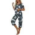thumbnail image 2 of MINTREUS Women's Pajama Sets Short Sleeve Shirt and Capri Soft Pajama Sets with Pockets S-4XL, 2 of 6