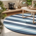 thumbnail image 3 of Round Area Rugs 3.3Ft, Blue Striped Non-Slip Washable Circle Rugs Carpet, Modern Gradient Abstract Lines Aesthetic Indoor Outdoor Rug Floor Mats Throw Runner for Bedroom Living Room Bathroom, 3 of 8