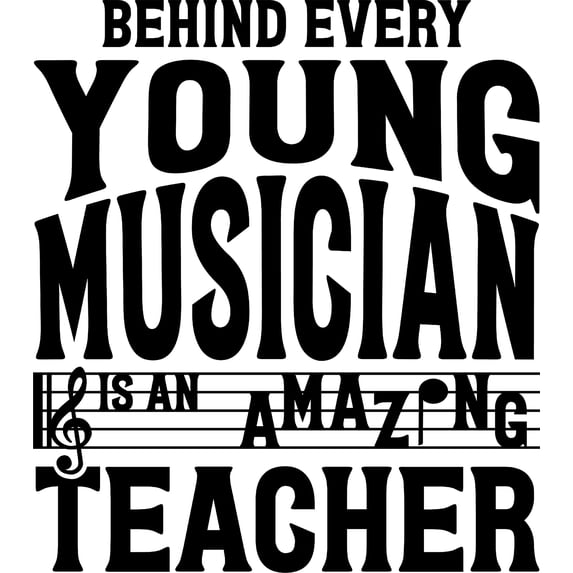 Behind Every Young Musician Is An Amazing Teacher Staff Funny l Wall Decals for Walls Peel and Stick wall art murals Black Small 8 Inch