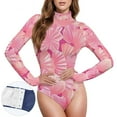 thumbnail image 3 of Shells Pink Women's Mock Turtle Neck Long Sleeve Tops Bodysuit Jumpsuit One Piece Leotards Shirt, 3 of 8