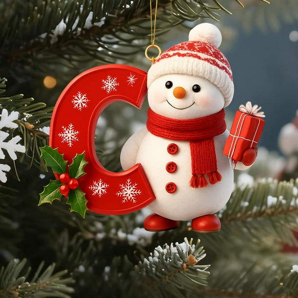 Adornos navideños de 26 letras | Colgantes acrílicos con símbolos navideños | Adornos colgantes bidimensionales de 8 cm para el árbol de Navidad y el hogar