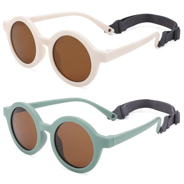 Gafas de Sol COASION para Bebé Polarizadas Redondas Verde/Marrón + Blanco/Marrón