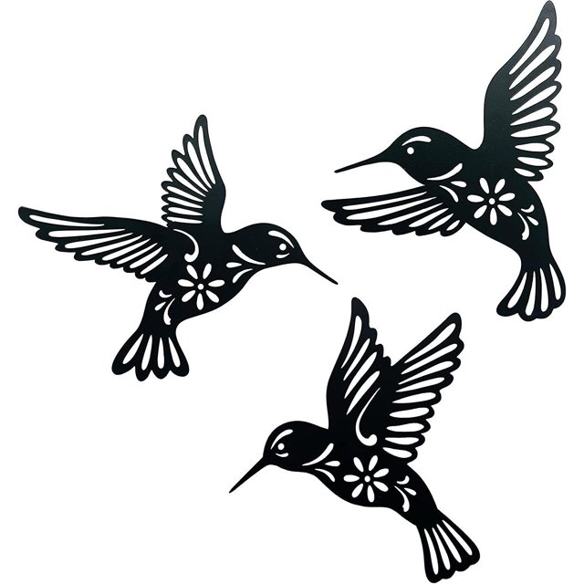 Juego de 3 piezas de arte de pared de metal con diseño de pájaros, decoración para colgar en la pared, arte de silueta para el hogar, dormitorio, sala de estar, oficina, jardín, hotel