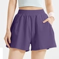 thumbnail image 4 of PIWHJQK Women Athletic Gym Yoga Shorts Women's 5 Inch Loose Style Solid Workout Shorts With Pockets Yoga Bottoms, 4 of 5