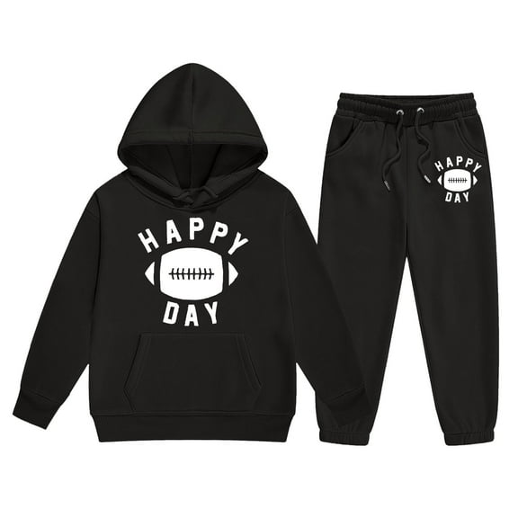 Kiijoy Toddler Girls Outfits Football Print Hoodie Sweatpants Sports Sweatsuit, Sizes 2-3T