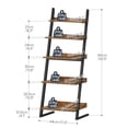 thumbnail image 4 of 5-Tier Bookcase Narrow Ladder Shelf Small Bookshelf Corner Storage Shelf Small Display Organizer for Living Room Study Balcony Bedroom Rustic Brown and Black BF150CJ01, 4 of 7