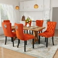 thumbnail image 3 of DONICK Velvet Upholstered Dining Chairs , Kitchen & Dining Room Chairs, Nailheads Tufted, Soft, Solid Wood Frame (Orange, Set of 2), 3 of 12