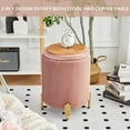 thumbnail image 4 of PRZL Round Ottoman Foot Stool with Storage and Metal Legs for Living Room Bedroom, Velvet Upholstered Footrest Stool Support 300lbs Modern Padded Seat Ottoman Coffee Table (Dusty Rose), 4 of 18