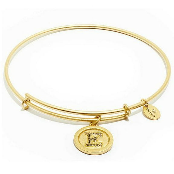 Women's Gold Plated Initial E Charm Expandable Bangle Bracelet ?
