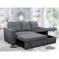 thumbnail image 2 of Grey Linen Reversible Sofabed Sectional w Storage and Piping Details, 2 of 2