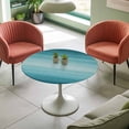 thumbnail image 4 of Ombre Green Blue Elastic Fitted Round Table Cover Abstract Art Waterproof Outdoor Tablecloth for Holiday Party, Picnic, Patio & Dining Fits Tables Up to 36"-44", 4 of 8