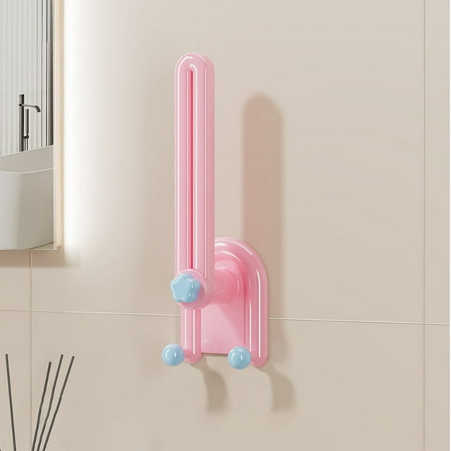 Estante para el baño – Organizador de diademas | Montado en la pared, base, con múltiples ganchos, soporte, plástico | Amarillo, beige, rosa | 21,6 cm | Diseño que ahorra espacio