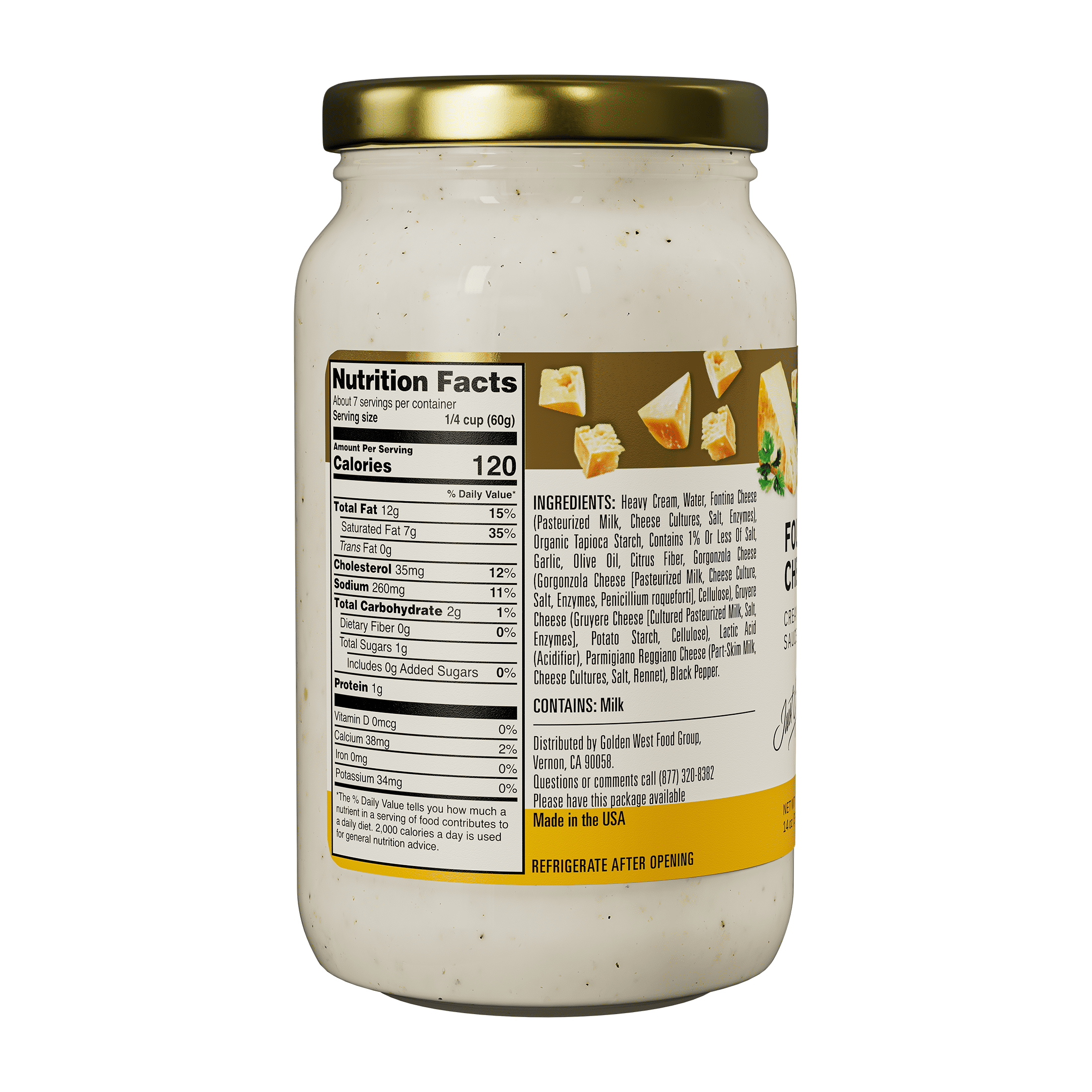 (2 pack) The Pasta Queen Four Cheese Sauce, 14 oz Jar