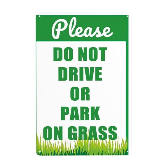 Warning Sign, Keep Off Grass No Parking Reminder, Aluminum Weatherproof Material, 8x12 Inch, For Lawn, Residential Yard, Garden