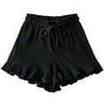 thumbnail image 4 of JJHGVB Plus Size Ruffle Shorts Waffle Shorts Women Pajama Shorts Women Lounge Shorts Short Shorts for Women's Lounge Shorts Woman's Pants Black One Size, 4 of 4
