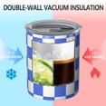 thumbnail image 2 of 12oz Coffee Tumblers Blue and White Checkered Pattern Stainless Steel Vacuum Insulated Travel Tumbler Coffee Cups Mug with Lid and Straw with Cleaning Brush for Cold & Hot Drinks, 2 of 5