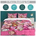 thumbnail image 6 of Kirby Cartoon 3 Piece Bedding Set, Cute Anime Printed Duvet Cover Sets For Adult Kids Boys Girls, 1 Quilt Cover & 2 Pillowcases 79x90in, 6 of 8