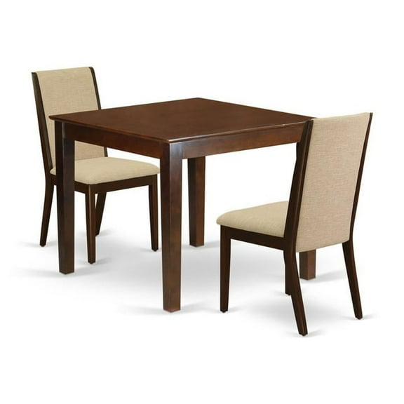 East West Furniture Oxford 3-piece Wood Dining Set in Mahogany/Light Tan