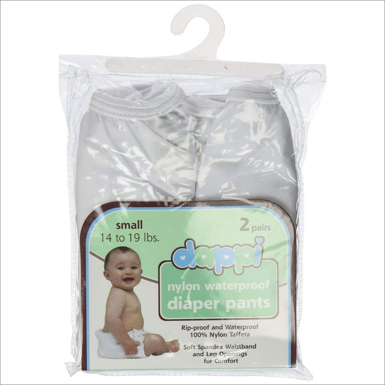 Dappi Waterproof 100% Nylon Diaper Pants, White, Small (2 Count