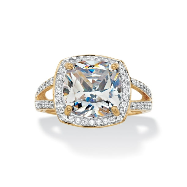 PalmBeach Jewelry CushionCut Cubic Zirconia Halo Engagement Ring 2.