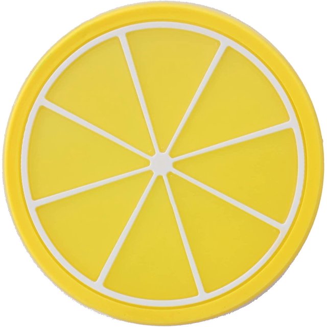 Posavasos de silicona para bebidas, posavasos a prueba de calor, posavasos redondos con forma de fruta, con aislamiento térmico eficaz a prueba de quemaduras (10 unidades, amarillo