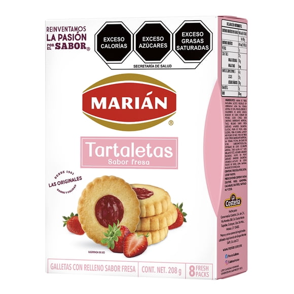 Galletas Marián Tartaletas con relleno sabor fresa 208 g