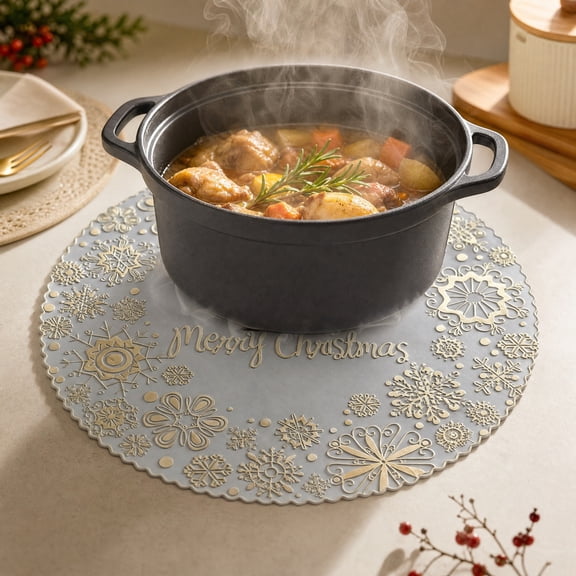 Fmbmuo Heat Resistant Christmas Bow Placemat Round , Washable Table Mats , For Kitchen Holiday Party Dining Table Decor