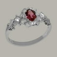 thumbnail image 3 of LBG British Made 9k White Gold Natural Pink Tourmaline & Cubic Zirconia Womens Statement Ring - 33 size options - Size 9.25, 3 of 8