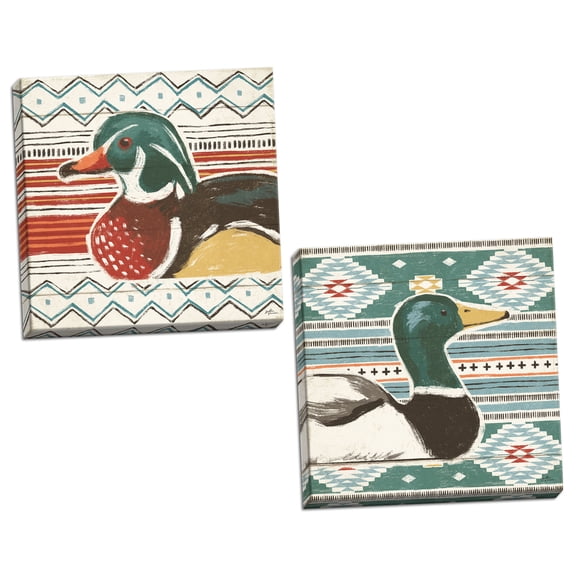 Gango Home Decor Contemporary Vintage Lake VIII & Vintage Lake X by Janelle Penner (Ready to Hang); Two 16x16in Hand-Stretched Canvases