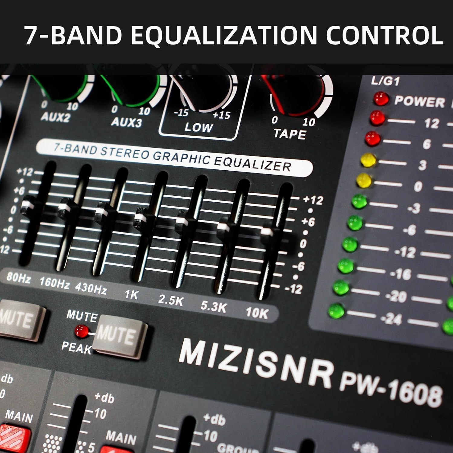 16 Channel Audio Mixer Professional Sound Mixing Board with 99 DSP Effects, 7-band EQ Digital DJ Mixer Console w/USB Bluetooth MP3 for Recording, Independent 48V Power & Mute Button