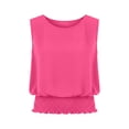 thumbnail image 7 of Women's Casual Pleated Sleeveless Top | Round Neck Elastic Hem Summer Blouse, 7 of 7