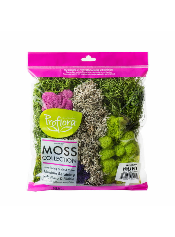 Proflora Preserved Green Moss Mix Collection, 150 CU in -  Floral Arranging Supplies