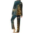 thumbnail image 5 of Mifsaly Womens Christmas Pajamas Sets Winter 2 Piece Pjs V-Neck Long Sleeve Lapel Pullover Sleepwear Xmas Tree Button Down Loose Nightwear High Waist Pants with Pockets 2025 Festival Homewear, 5 of 8