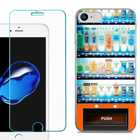 For Apple iPhone 7 / iPhone 8 Case, Slim-Fit TPU Phone Case, with Tempered Glass Screen Protector, by OneToughShield ® - Vending Machine
