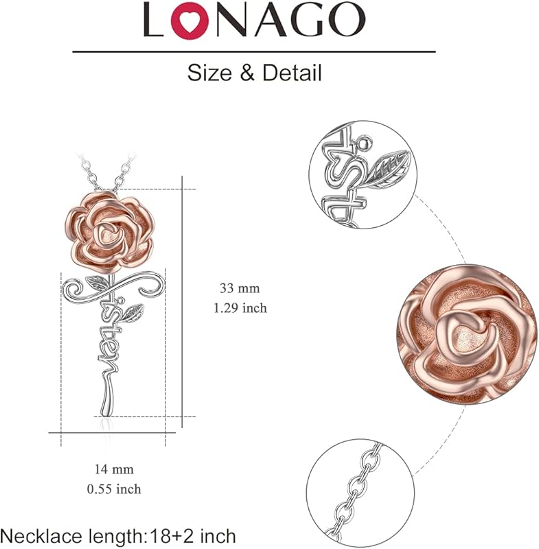 DVEATR Sterling Silver Sunflower & Rose Flower Butterfly & Lotus Pendant - Sister & Friendship Gift for Women