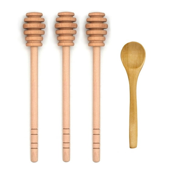 4PCS 6 inch Honey Dipper Sticks Honey Spoon, Wooden Honey Mixing Stirrer Honey Comb Stick, Honey Wand for Honey Jar Dispense Drizzle Honey Wedding Party