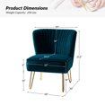 thumbnail image 5 of Velvet Armless Accent Chair Set of 2 Gold Metal Legs Modern Upholstered Single Sofa Side Chair Home Living Room Teal, 5 of 7
