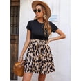 thumbnail image 5 of SweatyRocks Women's Graphic Short Sleeve Belted Mini Dress A Line Flared Skater Dresses, 5 of 6