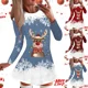 thumbnail image 3 of Vestido de alce de dibujos animados para mujer, minivestido Sexy de manga corta con copos de nieve de Navidad, ropa de fiesta de invierno, 3 of 5