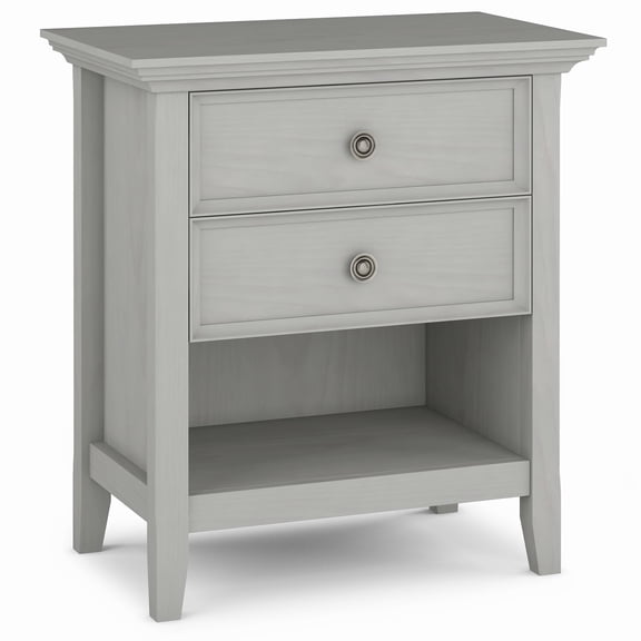 Amherst 24 inch Wide Solid Wood Transitional Bedside Table in Fog Grey